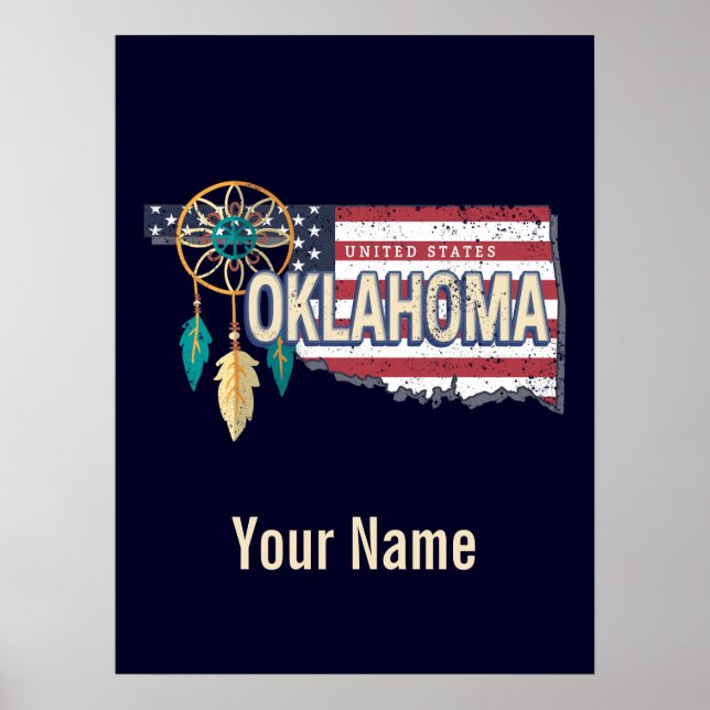 Oklahoma United States Retro Map Vintage USA Poster (Front)