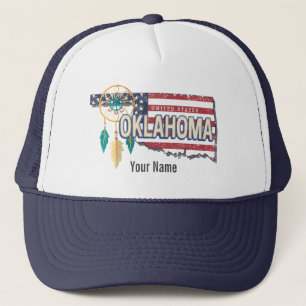 Oklahoma United States Retro Map Vintage USA Trucker Hat