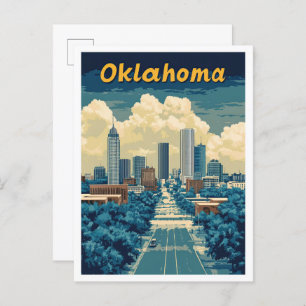 Oklahoma United States Vintage Travel Illustration Postcard