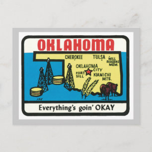 Oklahoma Vintage Label Postcard