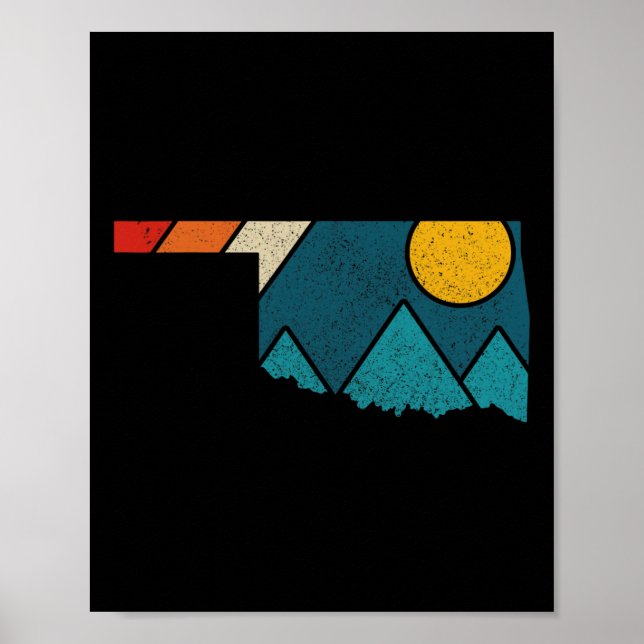 Oklahoma Vintage State Map Mountains Hiking Pride  Poster (Front)