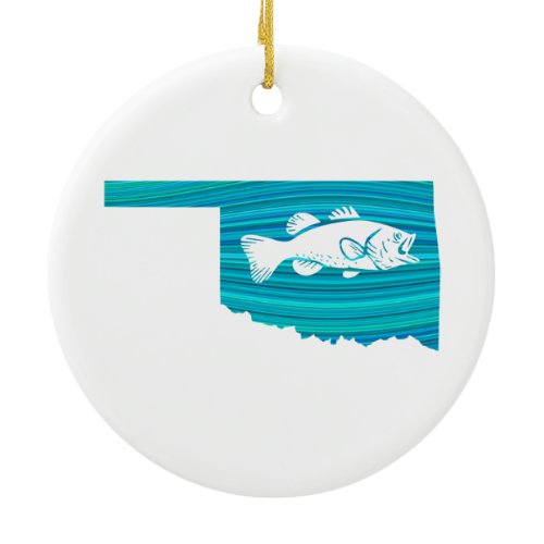 Oklahoma Wave Fishing Ceramic Ornament