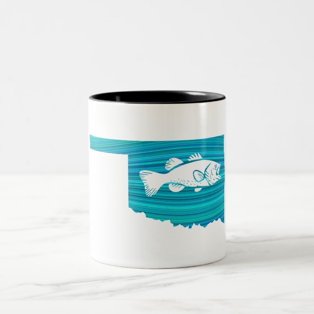Oklahoma Wave Fishing Two-Tone Coffee Mug (Center)