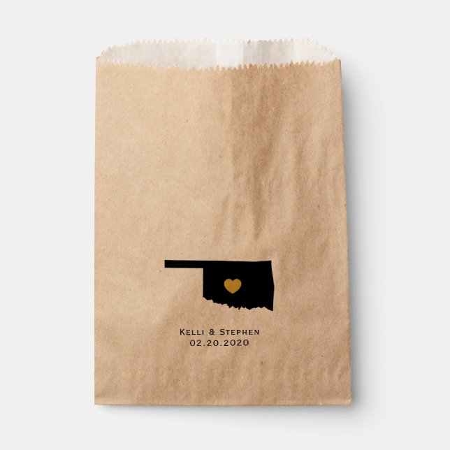 Oklahoma Wedding Favor Treat Sacks, Gift Bags (Front)