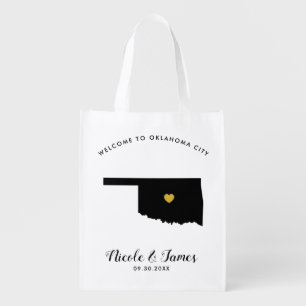 Oklahoma Wedding Welcome Bag Black & Gold Tote
