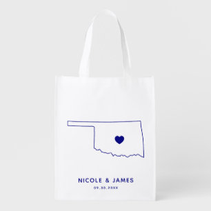 Oklahoma Wedding Welcome Bag Navy Tote with Map