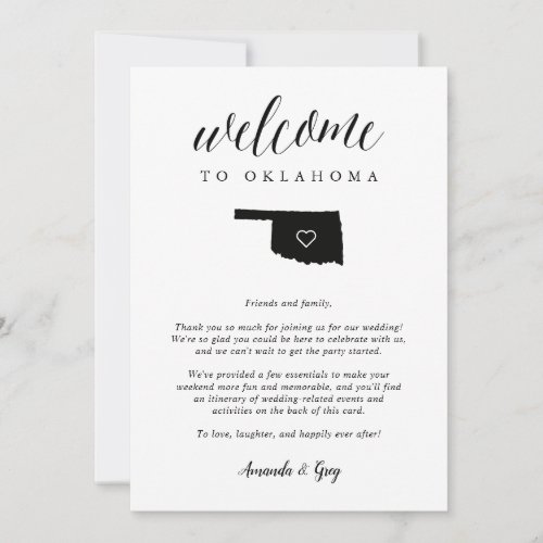 Oklahoma Wedding Welcome Letter  Itinerary