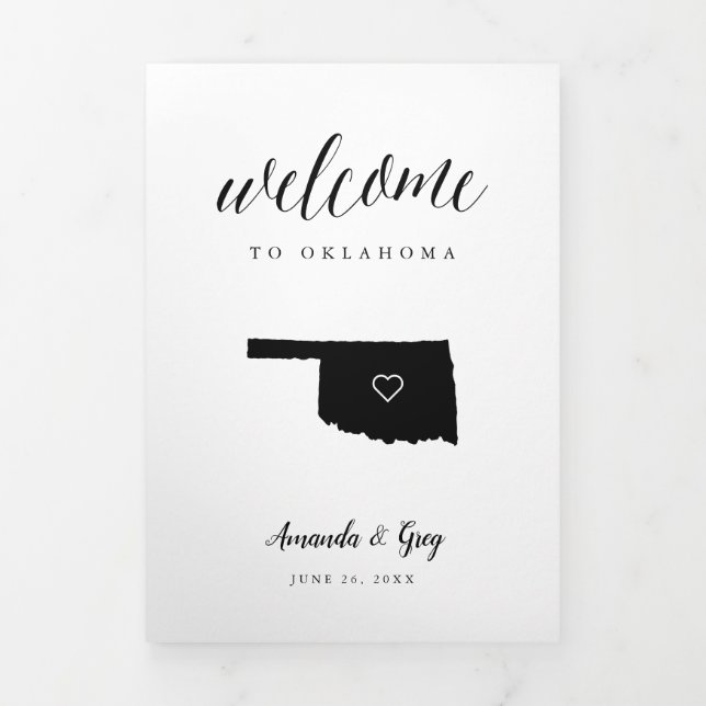 Oklahoma Wedding Welcome Letter & Itinerary Tri-Fold Program (Cover)