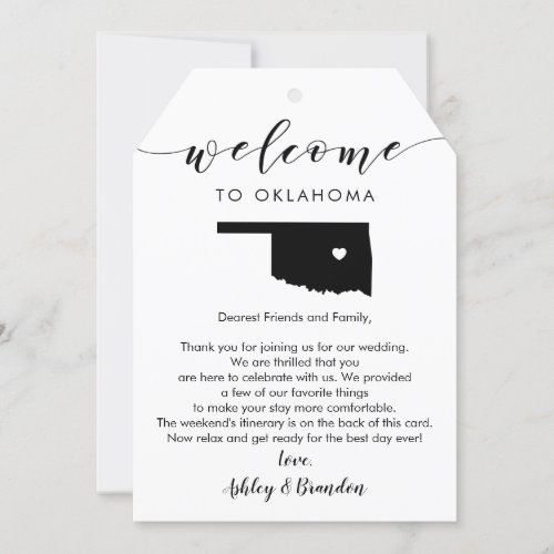 Oklahoma Wedding Welcome Tag Letter Itinerary