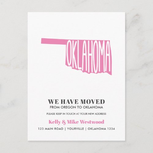 OKLAHOMA Weve moved New address New Home  Postcard