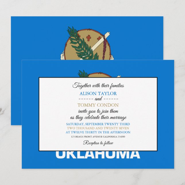 Oklahoman Flag, Flag of Oklahoma Wedding Invitation (Front/Back)