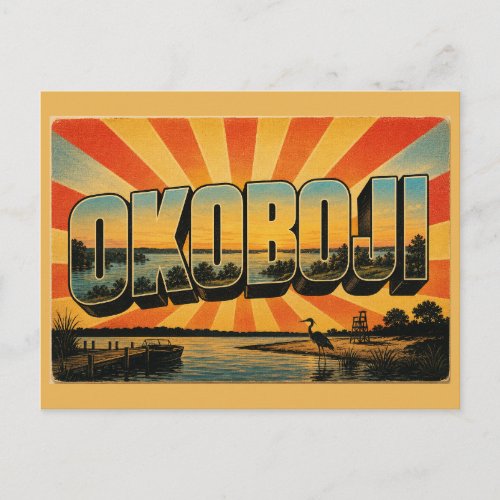Okoboji Iowa Glacial Lake Blue Water Art Postcard
