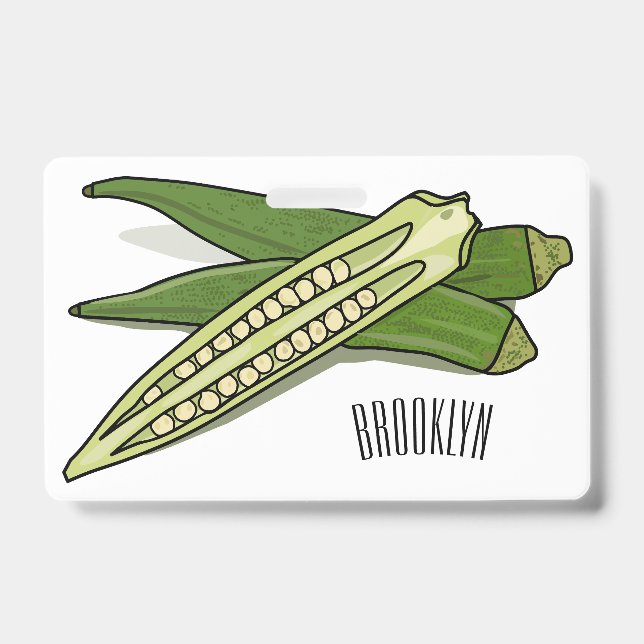 Okra cartoon illustration badge (Front)