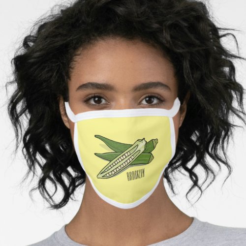 Okra cartoon illustration  face mask