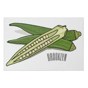 Okra cartoon illustration faux canvas print