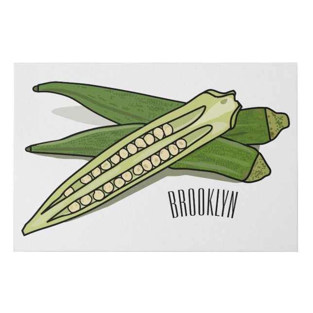 Okra cartoon illustration faux canvas print (Front)