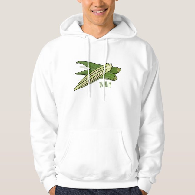 Okra cartoon illustration hoodie (Front)