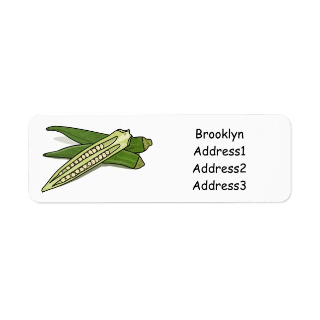 Okra cartoon illustration label (Front)