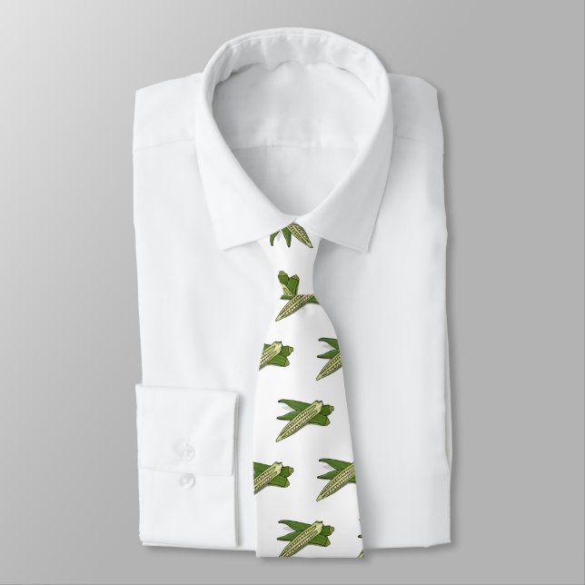 Okra cartoon illustration neck tie (Tied)