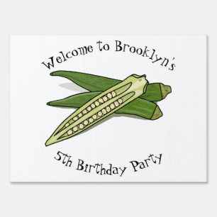 Okra cartoon illustration sign