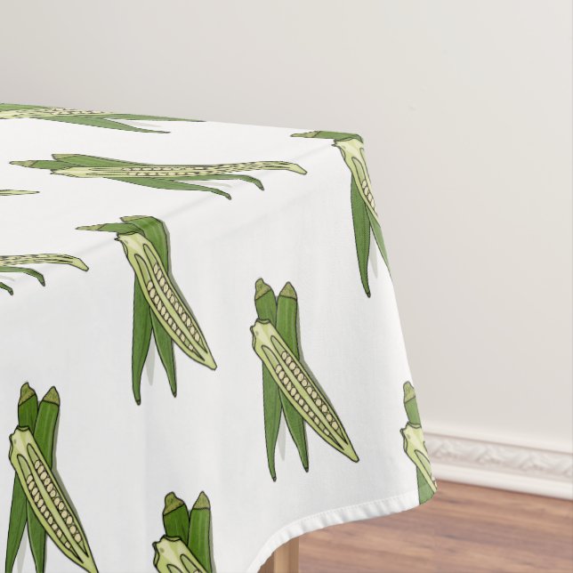Okra cartoon illustration tablecloth (In Situ)