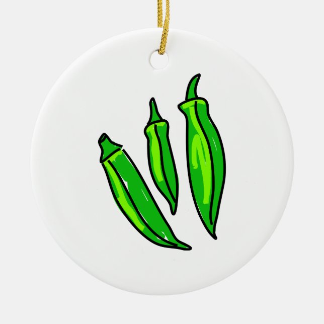 Okra Ceramic Ornament (Front)