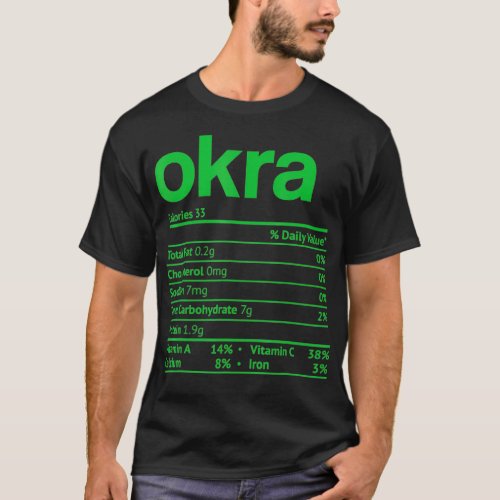 Okra Nutrition Facts Funny Thanksgiving Christmas  T_Shirt