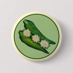 Okra Pods Veggie Vegetable Gumbo Southern Food Button