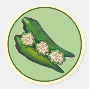 Okra Pods Veggie Vegetable Gumbo Southern Food Classic Round Sticker
