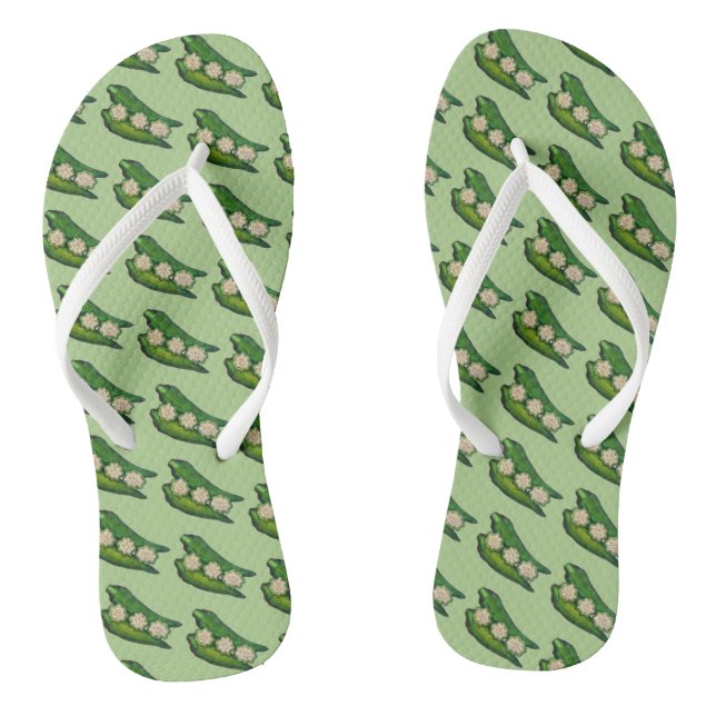 Okra Pods Veggie Vegetable Gumbo Southern Food Flip Flops (Footbed)