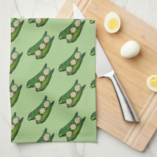 Okra Pods Veggie Vegetable Gumbo Southern Food Kitchen Towel