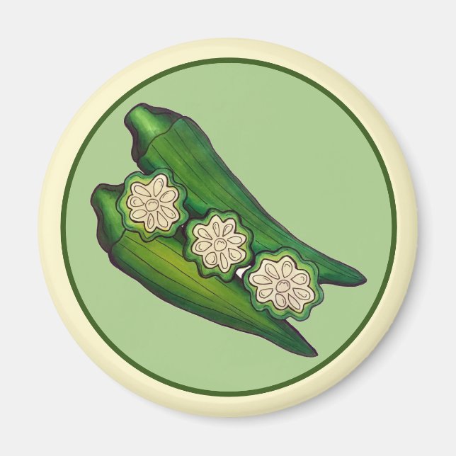 Okra Pods Veggie Vegetable Gumbo Southern Food Magnet (Front)