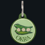 Okra Pods Veggie Vegetable Gumbo Southern Food Pet ID Tag<br><div class="desc">Design features an original marker illustration of delicious green okra seed pods. Also known as okro or ochro, this green plant is a staple ingredient in Southern cuisine, and can be cooked, pickled, eaten raw, or used in dishes such as gumbo. This food-themed illustration is also available on other products....</div>