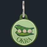Okra Pods Veggie Vegetable Gumbo Southern Food Pet ID Tag<br><div class="desc">Design features an original marker illustration of delicious green okra seed pods. Also known as okro or ochro, this green plant is a staple ingredient in Southern cuisine, and can be cooked, pickled, eaten raw, or used in dishes such as gumbo. This food-themed illustration is also available on other products....</div>