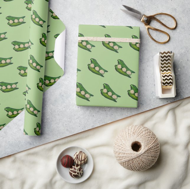 Okra Pods Veggie Vegetable Gumbo Southern Food Wrapping Paper (Crafts)