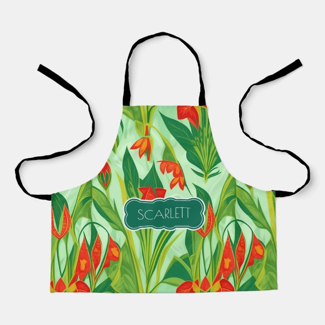 Okra Retro Colorful Personalized Pattern Apron (Front)