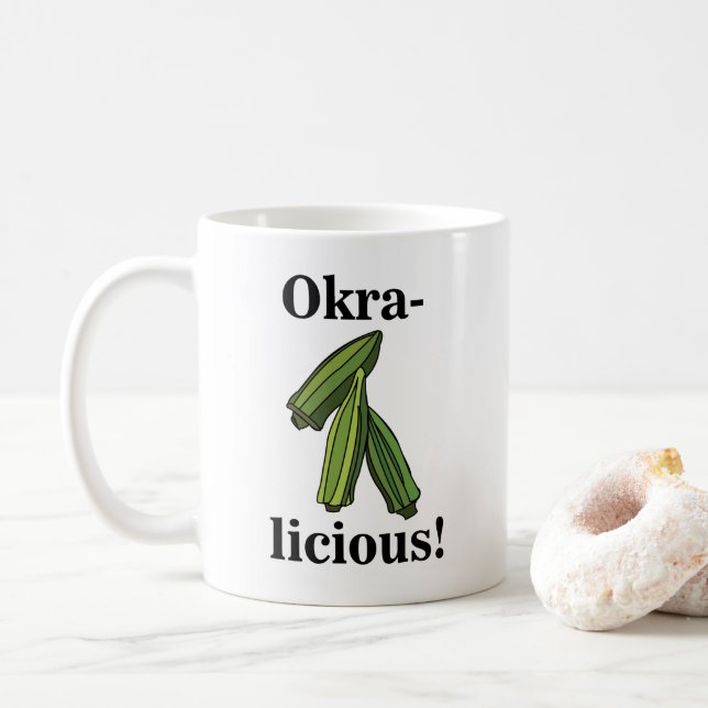 Okra Vegetable Veggie Foodie Coffee Mug (With Donut)
