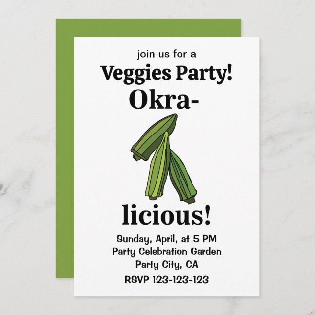 Okra Vegetable Veggies  Invitation (Front/Back)