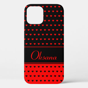 Oksana - Name Template, Stylish Black And Red iPhone 12 Pro Case