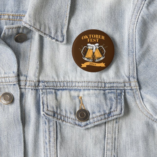 Oktoberfest 20xx Year Steins Brown Beer Party  Button (In Situ)