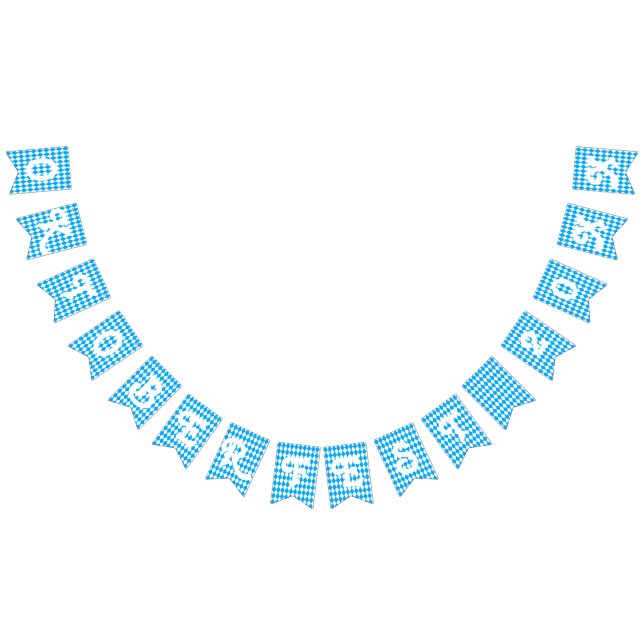 Oktoberfest Add Year Blue White Diamonds Pattern Bunting Flags (All)