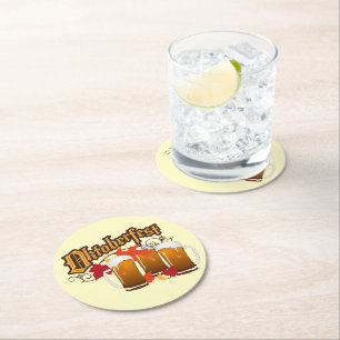 Oktoberfest Autumn Beer Round Paper Coaster