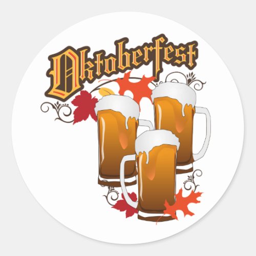 Oktoberfest Autumn Beers Classic Round Sticker