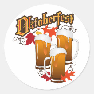 Oktoberfest Autumn Beers Classic Round Sticker