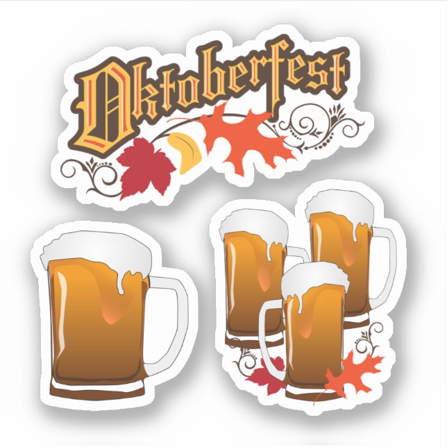 Oktoberfest Autumn Beers Sticker (Front)