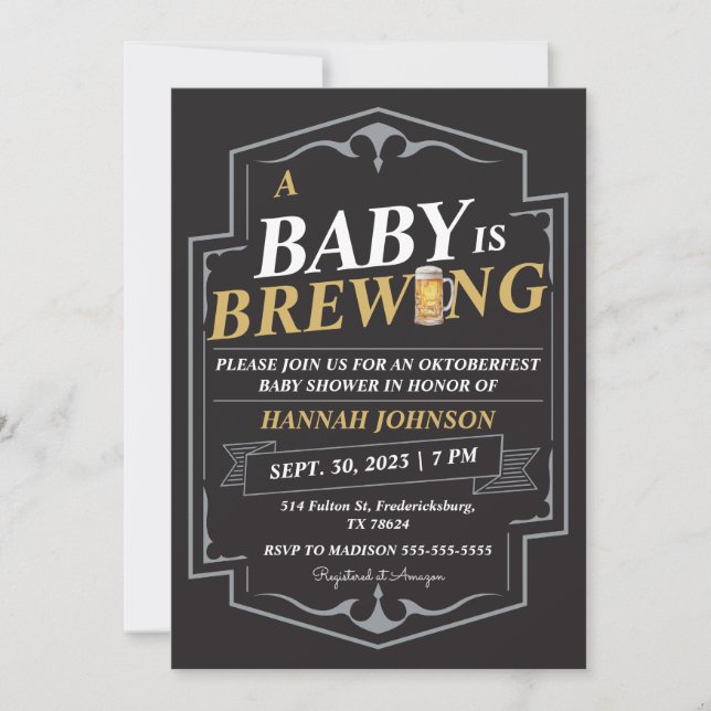 Oktoberfest Baby Is Brewing Baby Shower Invitation (Front)