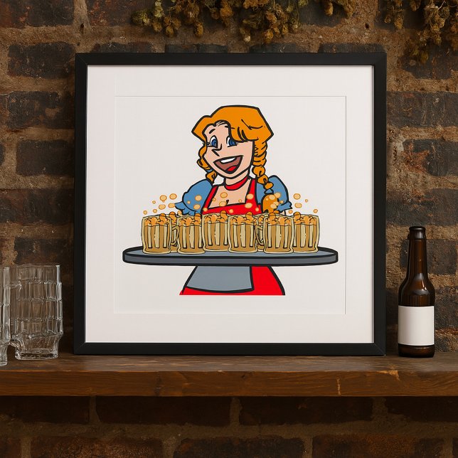 Oktoberfest Barmaid Serving Drinks Poster (Creator Uploaded)