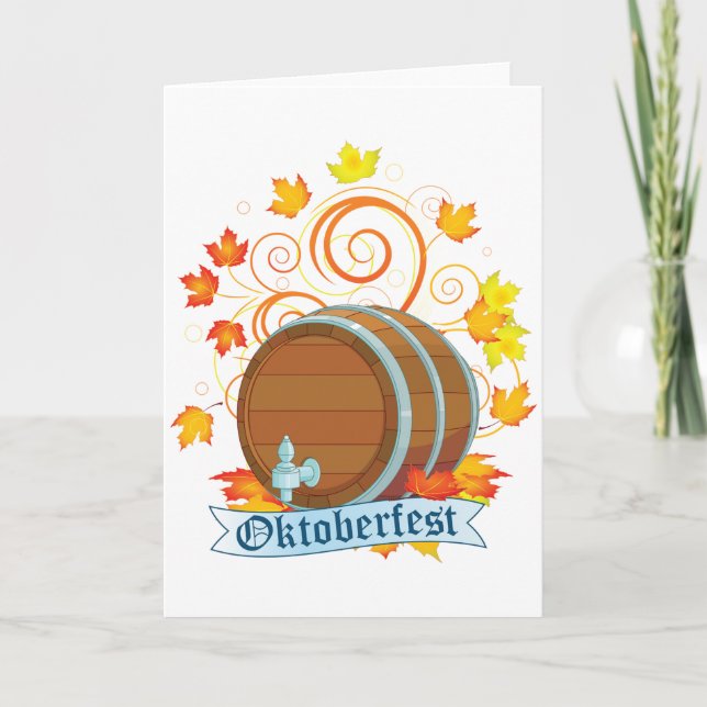 Oktoberfest Barrel Greeting Cards (Front)