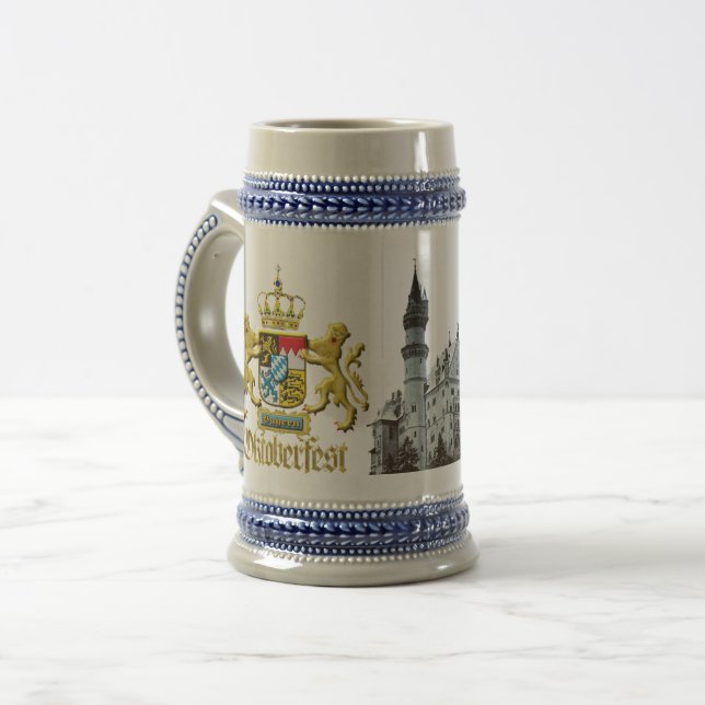 OKTOBERFEST Bavaria Crest, Castle, Song and Toast! Beer Stein (Front Left)