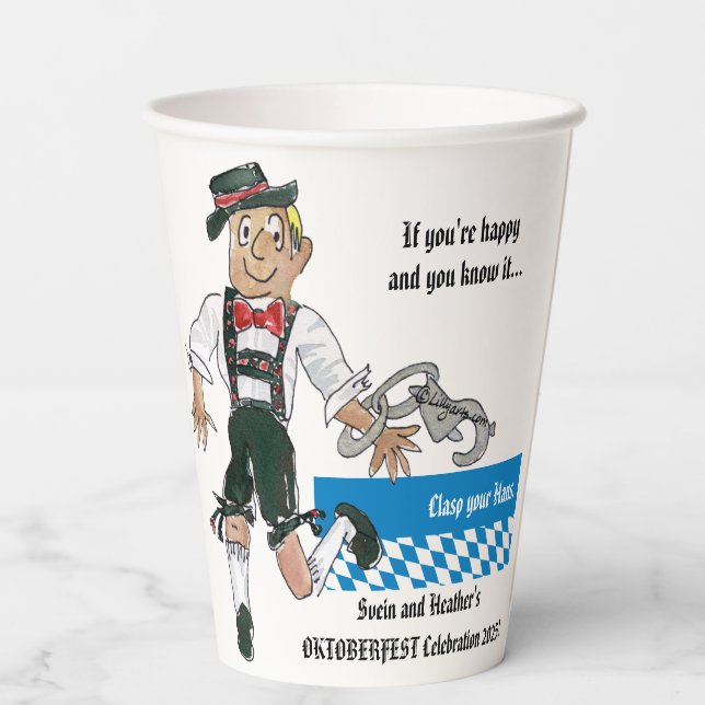 Oktoberfest Bavaria Germany Beer Hans Stein Paper Cups (Back)